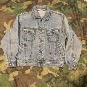 Vintage 80s/90s underwood school denim jacket washed youth 17.5/18